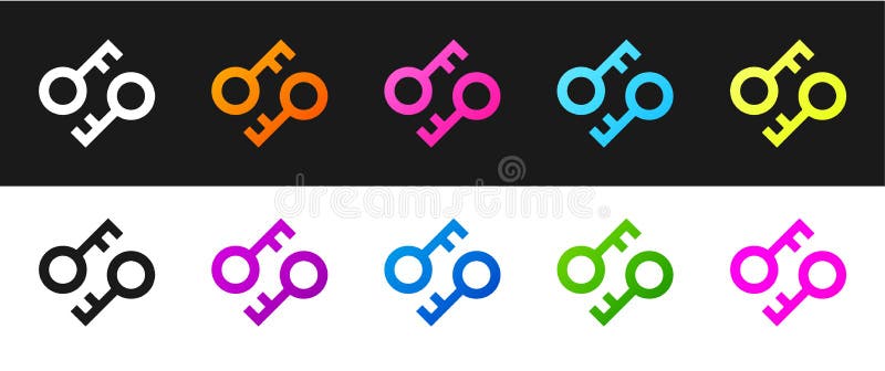 Set Cryptocurrency key icon isolated on black and white background. Concept of cyber security or private key, digital stock illustration