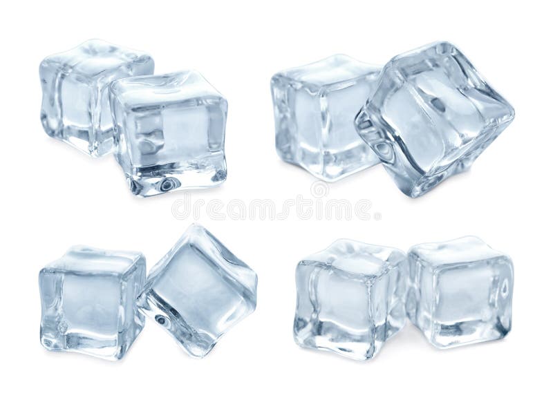 Set of Crystal Clear Ice Cubes on White Stock Image Image of fresh