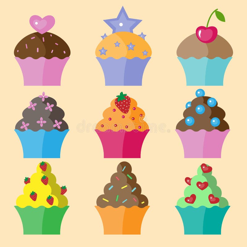 Set of cupcake stock vector. Illustration of illustrations 45779727