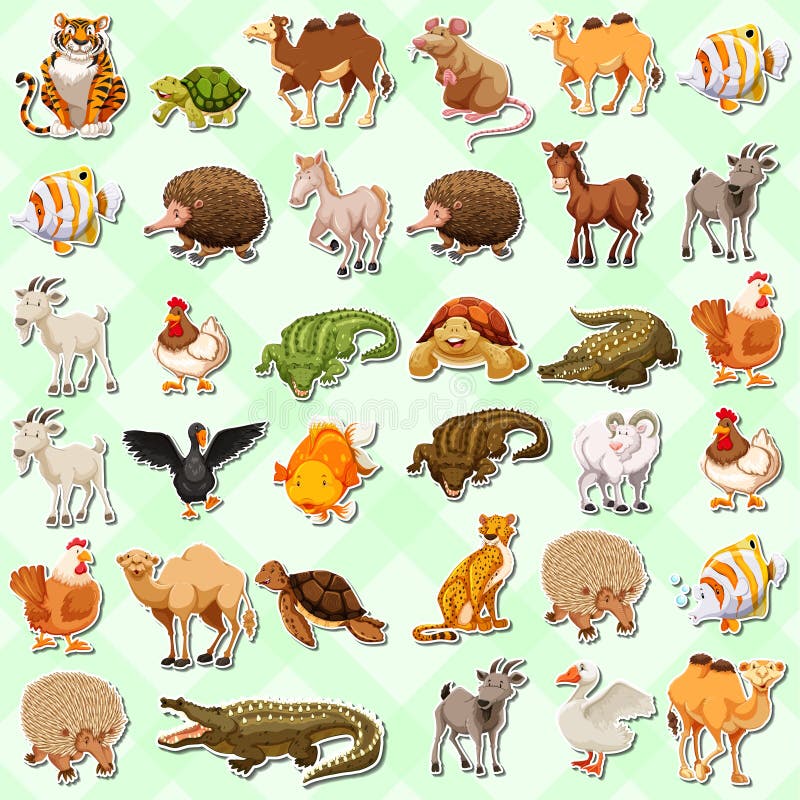 Set of cute animal sticker stock vector. Illustration of background - 139549406 Set of cute animal sticker stock vector. Illustration of background - 139549406