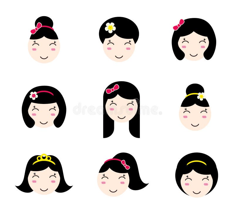 Set Of Cute Anime Girl Characters With Different Hairstyles Stock Vector Illustration Of Collection Isolated Set Of Cute Anime Girl Characters With Different Hairstyles Stock Vector Illustration Of Collection Isolated
