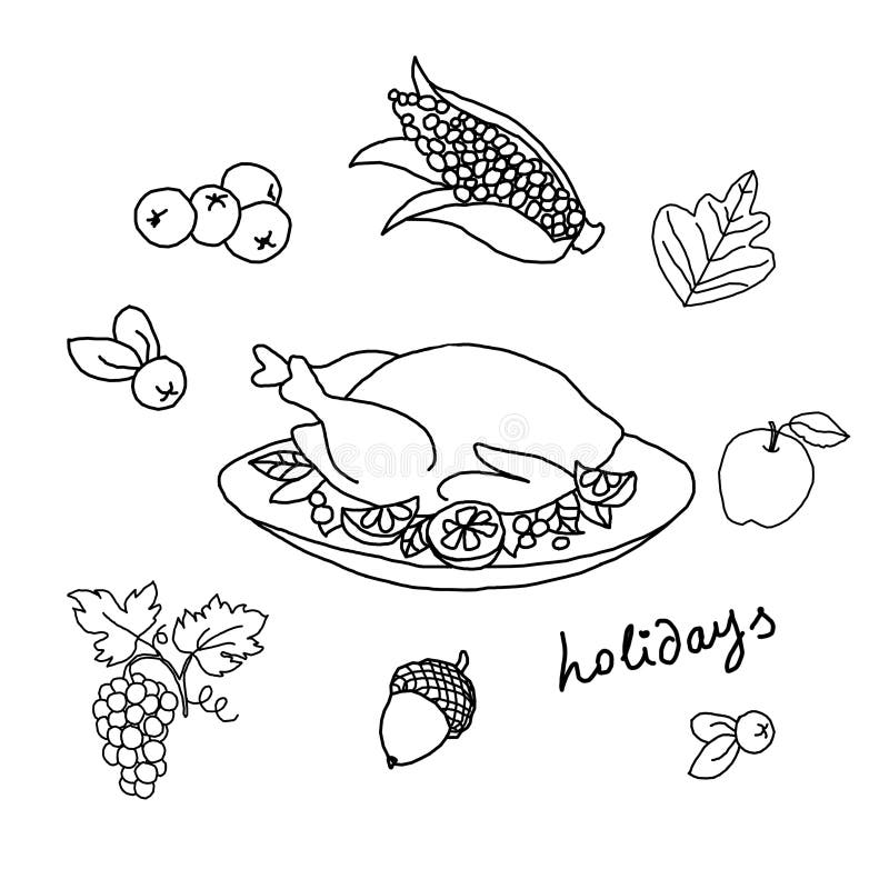 Thanksgiving Day. Template for coloring stock illustration Thanksgiving Day. Template for coloring stock illustration