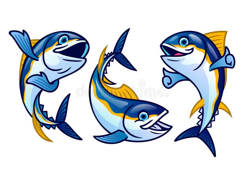 Vector set cute cartoon of tuna fish