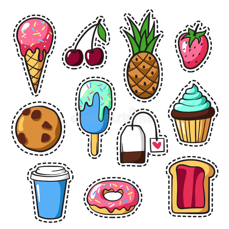 Set Of Girls Fashion Cute Patches Fun Stickers Badges And Pins