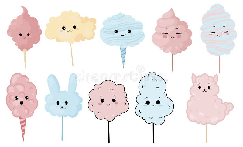 https://thumbs.dreamstime.com/b/set-cute-cotton-candy-smile-vector-illustration-children-157652115.jpg