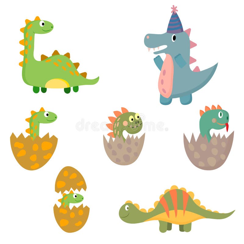 Cute Collection Dino Fossil Dinosaurs Baby kids Animal Cartoon Doodle Funny  Clipart 7036065 Vector Art at Vecteezy