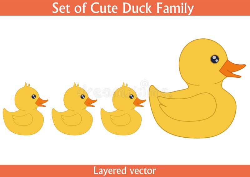 Set of Cute Duck Family Vector Isolated on White Background. Swimming  Cartoon Mother and Baby Duck Characters Stock Vector - Illustration of child,  brown: 215223982