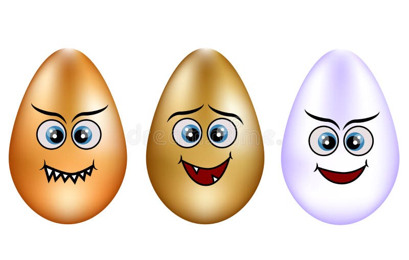 Set of Cute Easter Eggs. Set of Emoji Egg. Smile Eggs Stock
