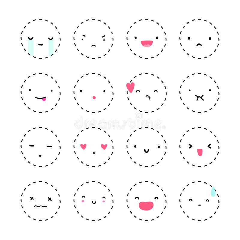 Set of cute emotions. stock vector. Illustration of mouth - 86276186