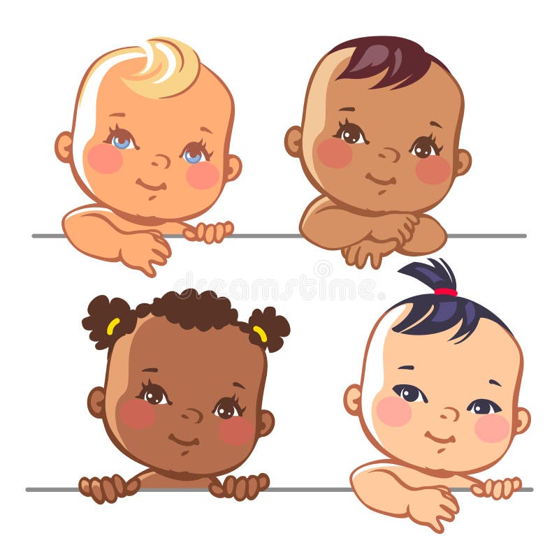 Set Of Cute Little Baby Girls Stock Vector - Illustration ...