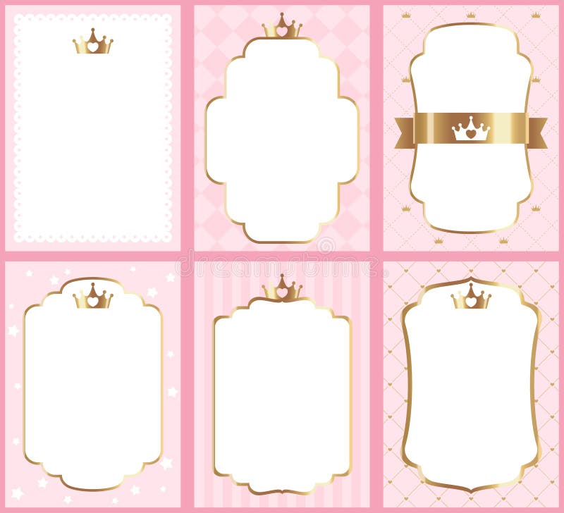 Set of Cute Princess Pink Templates for Invitations. a Little Princess  Party. Stock Vector - Illustration of invitation, decor: 231760944