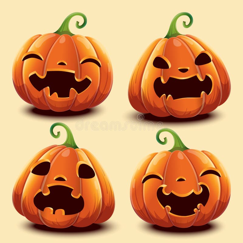 Halloween pumpkin faces generator. Vector cartoon pumpkin with