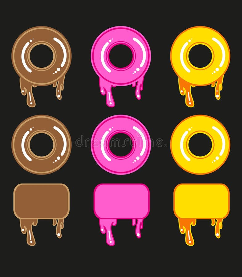 Set of cute sweet colorful donuts and frames stock illustration