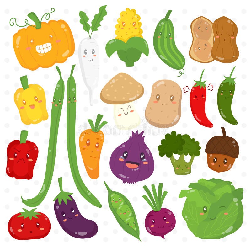 Cute Vegetables Cartoons Characters .vector Stock Vector