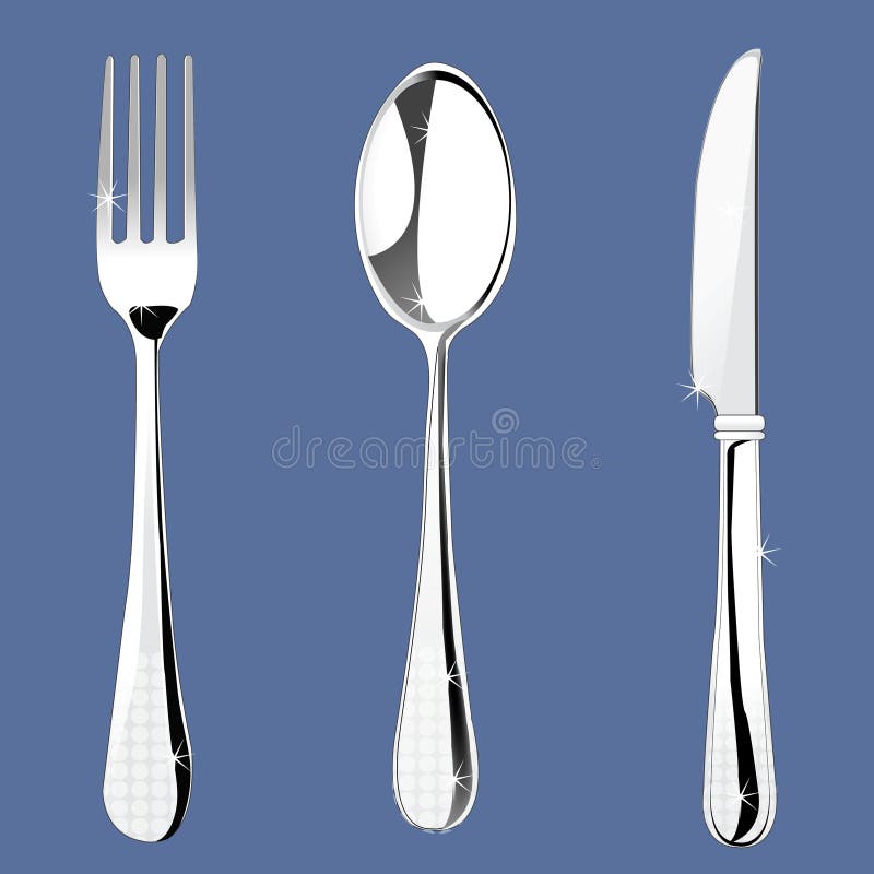 Vector Hand Drawn Illustration with Cutlery Set Stock Vector
