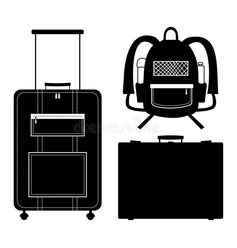 Set czarne odosobnione konturowe sylwetki torby. Ikony kolekcja torby. Piktogram. Bagaż, bagaż. Walizka. Skrzynka. Bagażnik ilustracja wektor Set czarne odosobnione konturowe sylwetki torby. Ikony kolekcja torby. Piktogram. Bagaż, bagaż. Walizka. Skrzynka. Bagażnik ilustracja wektor