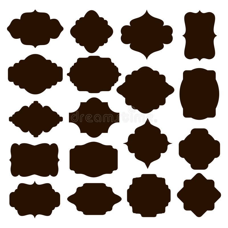 Set czarne sylwetek ramy dla odznak royalty ilustracja Set czarne sylwetek ramy dla odznak royalty ilustracja