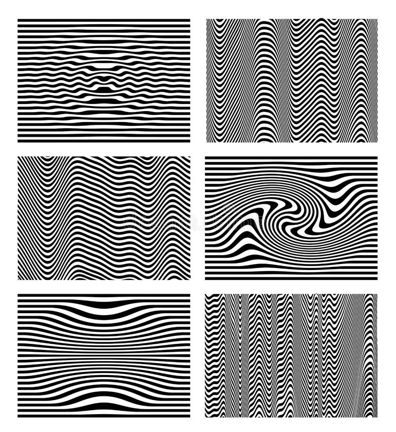 Set czarny i biały falowego lampasa okulistyczny abstrakt tła piękny projekta ilustraci wektor zakrzywionych linii również zwróci ilustracja wektor Set czarny i biały falowego lampasa okulistyczny abstrakt tła piękny projekta ilustraci wektor zakrzywionych linii również zwróci ilustracja wektor