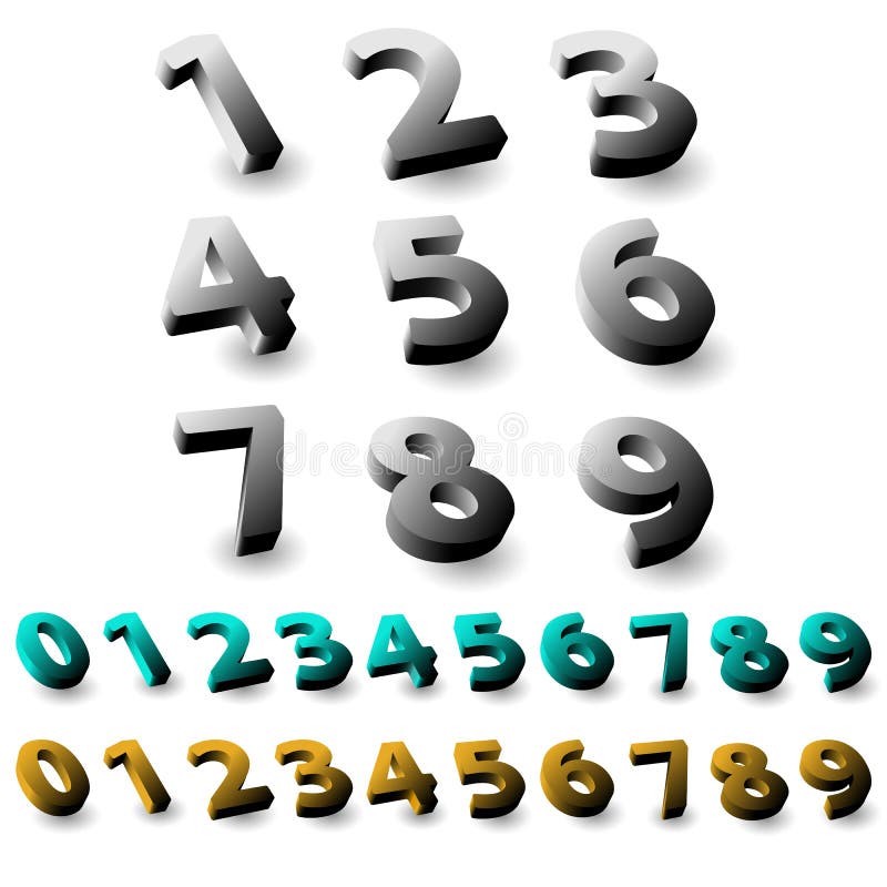 Download Set of 3d numbers. stock vector. Illustration of print - 77532288