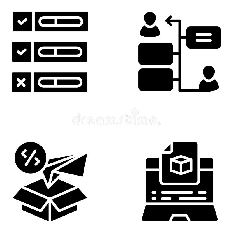 Set of Data Linear Icons vector illustration