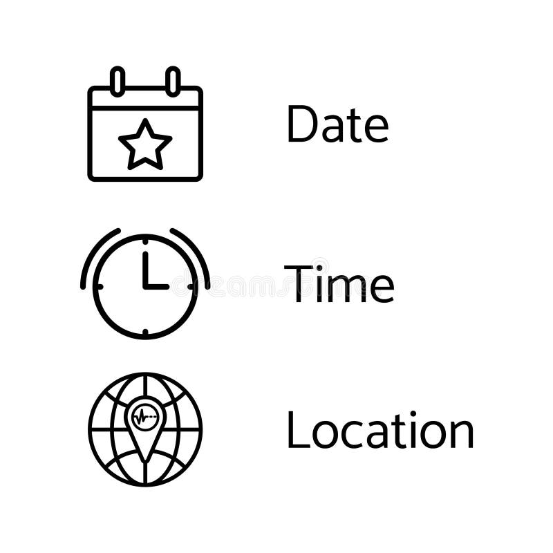 Date Time Location Icons Stock Illustrations – Date Time Location Icons Stock Illustrations, Vectors & Clipart - Dreamstime