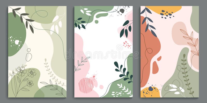 Set de afișe pentru clipuri de flori abstracte. colecții de fundal abstracte de primăvară cu culori pastel și decorațiuni cu acuar vector illustration