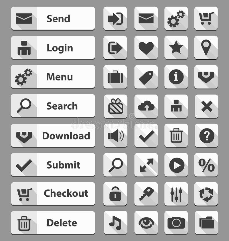Set de butoane alb pentru design web vector illustration