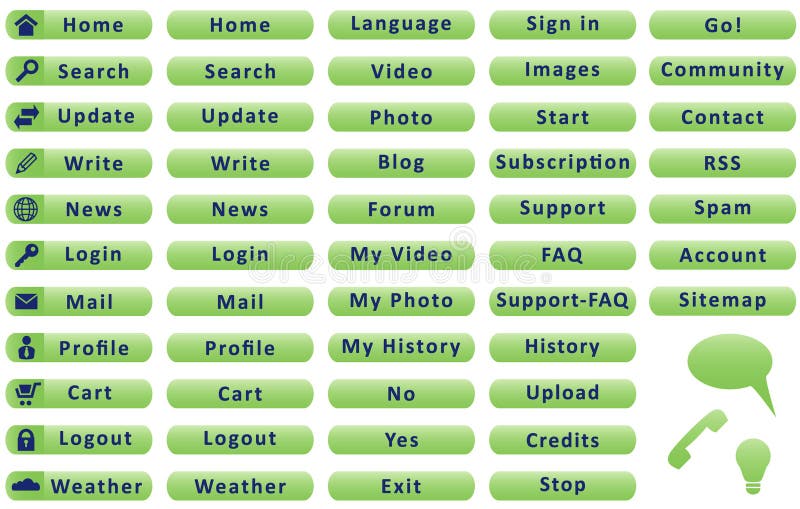 Set de butoane cu text pentru un site web. vector illustration