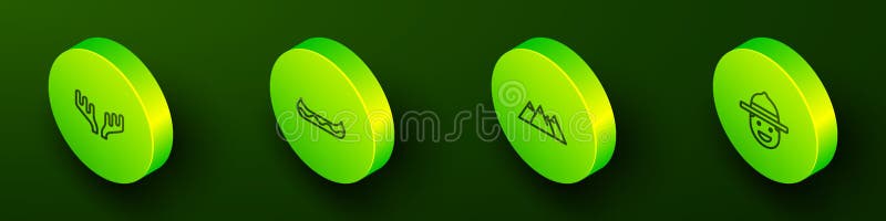 Set de coarne izometrice de cerb pentru cercuri, munți de caiac și pictogramă pentru pădurari canadieni. vector vector illustration