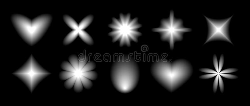 Set de degradeuri neclare cu gradient negru. colecție de forme aura neclară pentru grunduri. decolorarea elementelor abstracte pen royalty free illustration