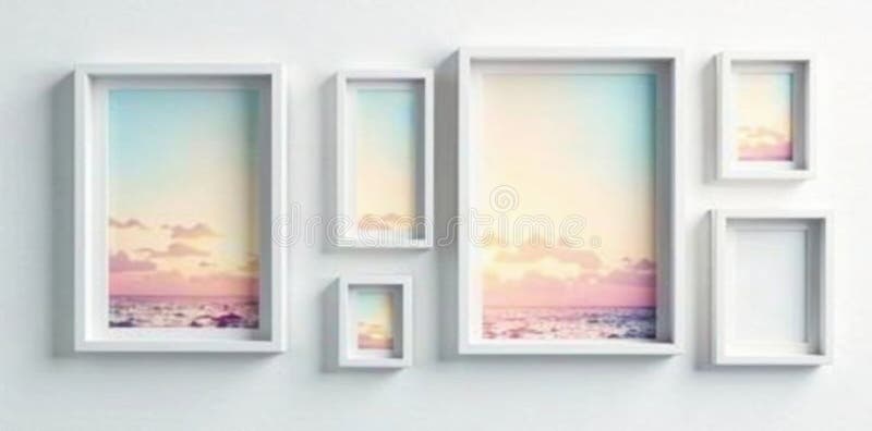 Set de diferite cadre de dimensiuni albe pentru imagini izolate, perete galerie de cadre goale royalty free illustration