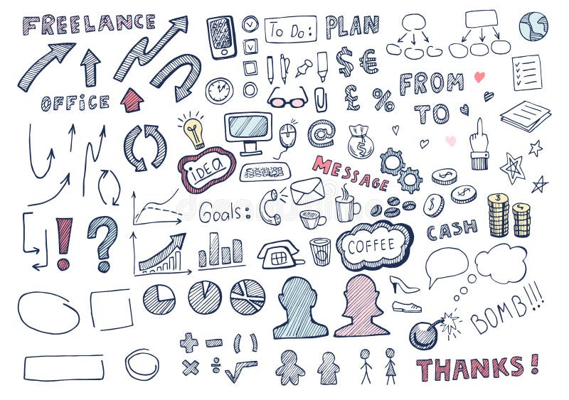 Set de elemente de business desenate manual royalty free illustration
