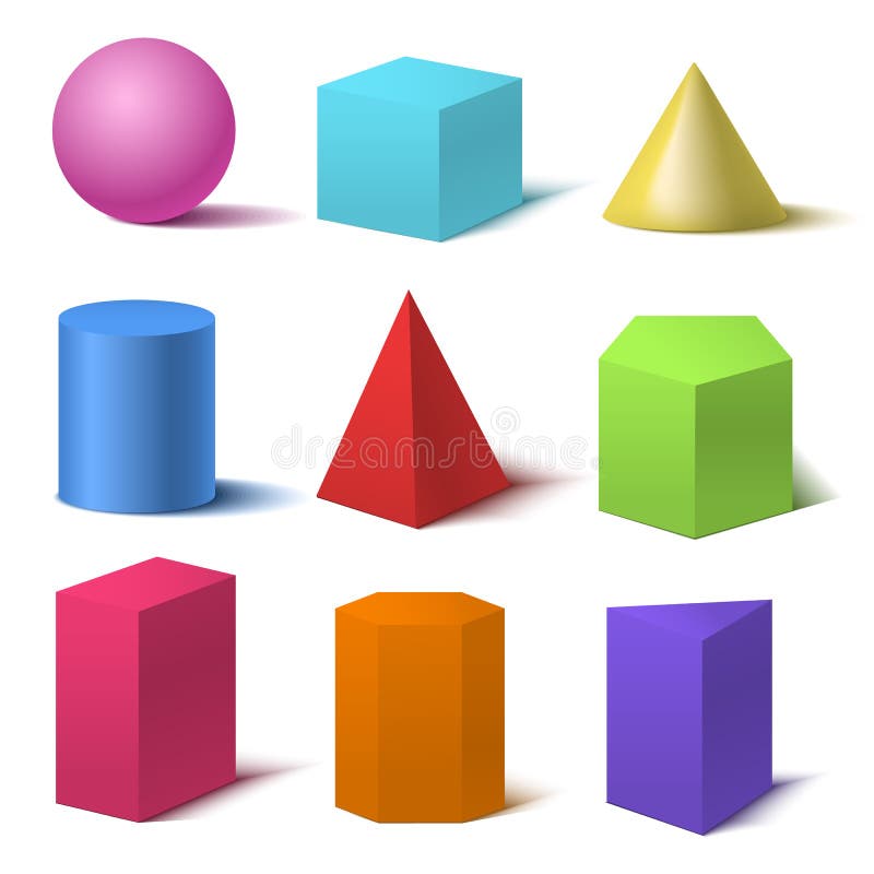 Set de forme de bază pentru culori 3d detaliate realist. vector stock illustration