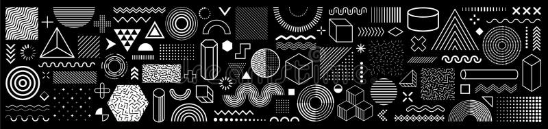 Set de 100 de forme geometrice. elemente retroreflectorizante pentru versiunea în limba română vector illustration