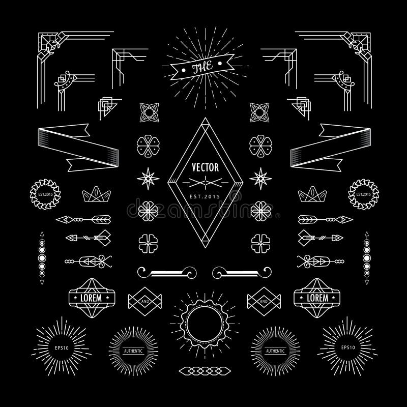 Set de formă geometrică liniară în formă geometrică în formă de epocă de artă deco retro royalty free illustration