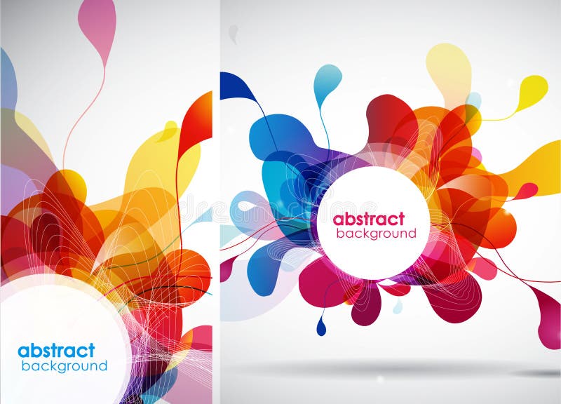 Set de fundaluri colorate abstracte cu frunze. royalty free illustration