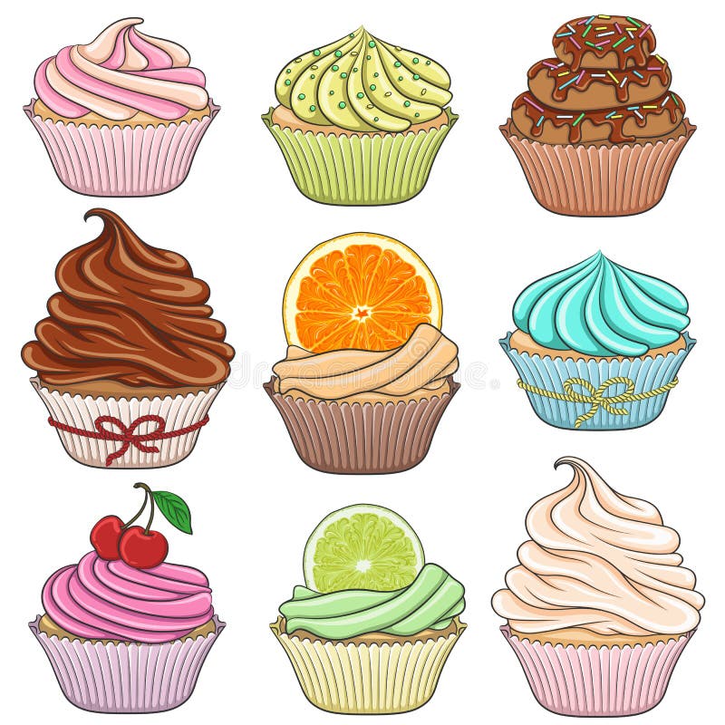 Set de ilustrații color brioșe. obiecte izolate. eps10 vector illustration