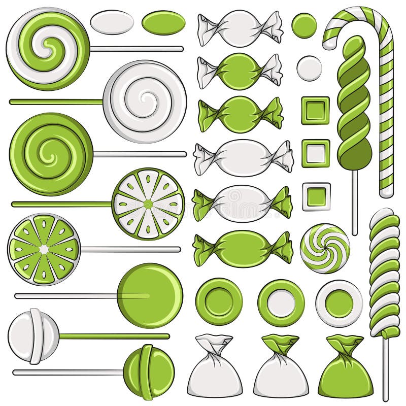 Set de ilustrații color cu bomboane mentolate. royalty free illustration