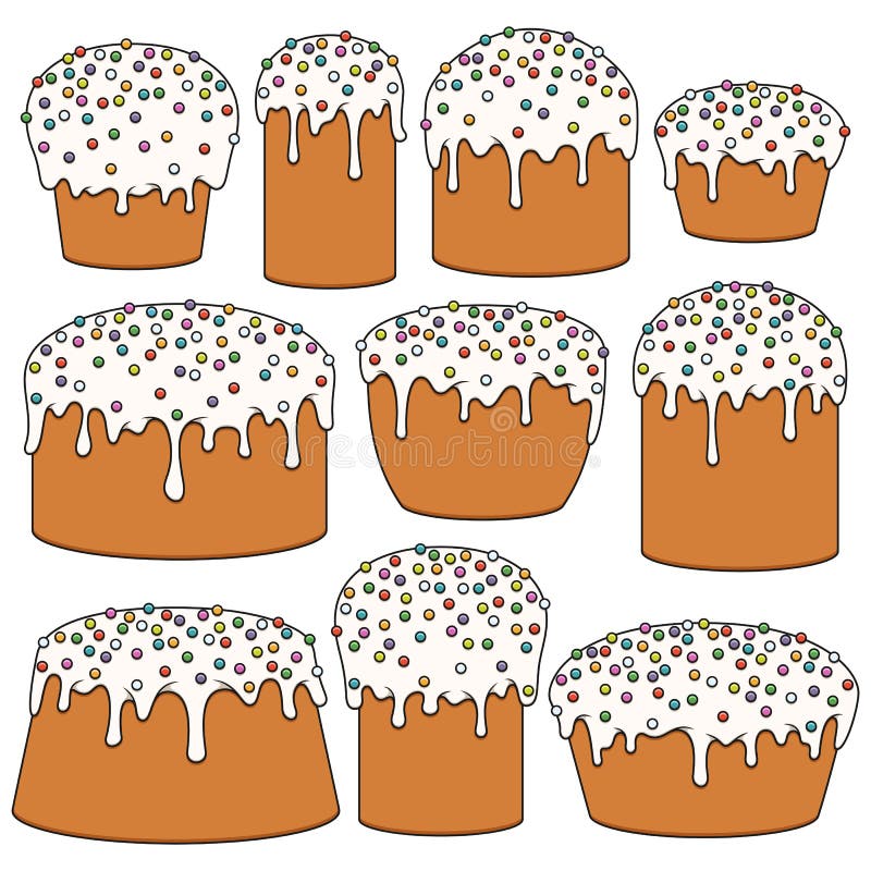 Set de ilustrații color cu prăjituri de Paști. obiecte vectoriale izolate. vector illustration