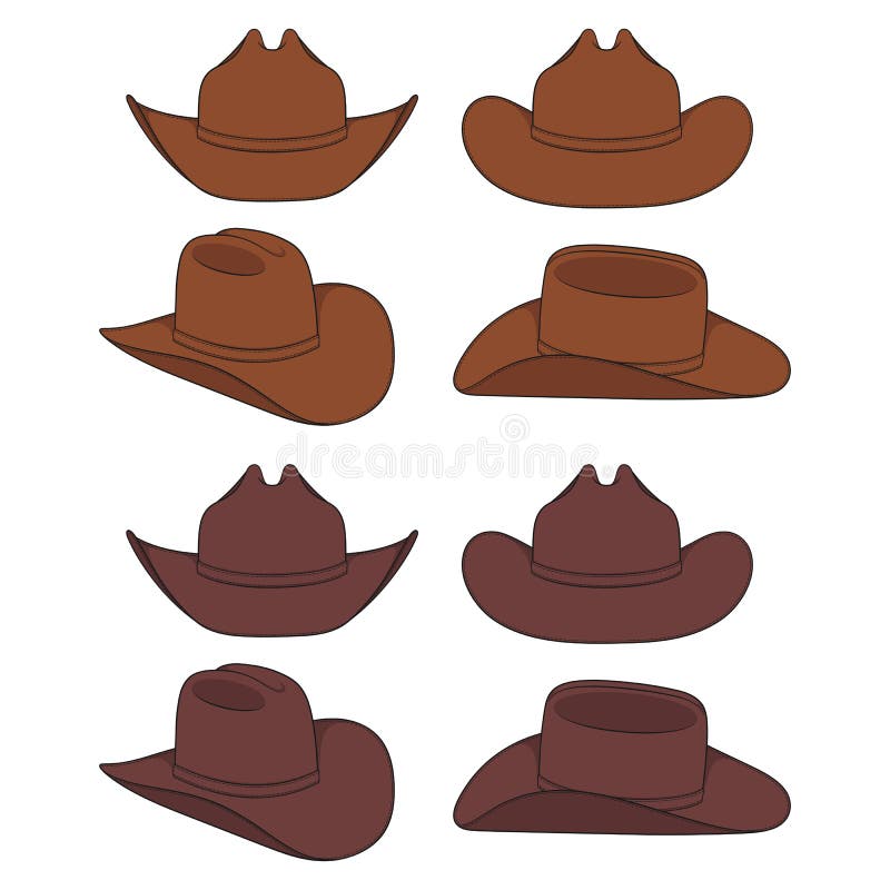 Set de ilustrații color cu pălărie de cowboy. obiecte vectoriale izolate. royalty free illustration