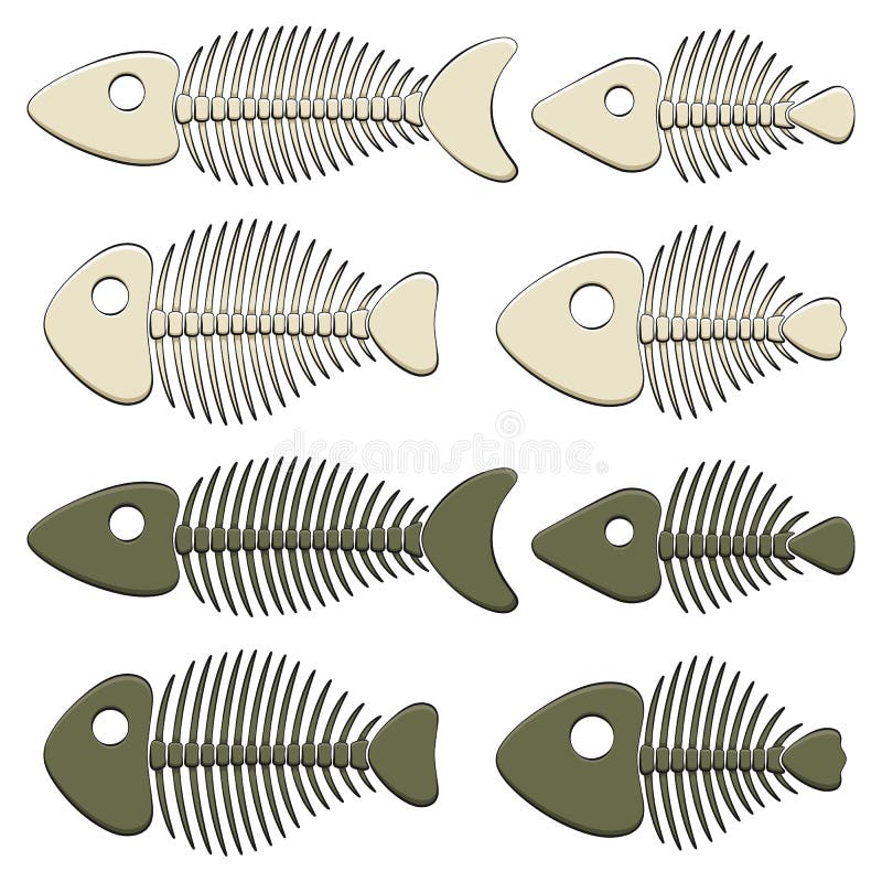 Set de ilustrații color cu schelete pentru pești. obiecte vectoriale izolate. vector illustration