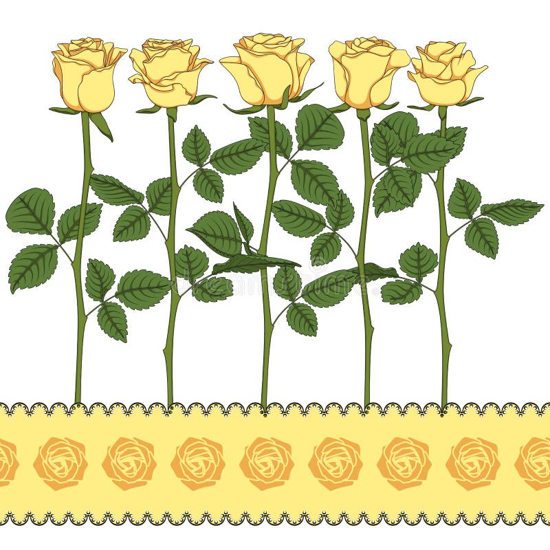 Set de ilustrații color cu trandafiri galbeni. obiecte vectoriale izolate. royalty free illustration