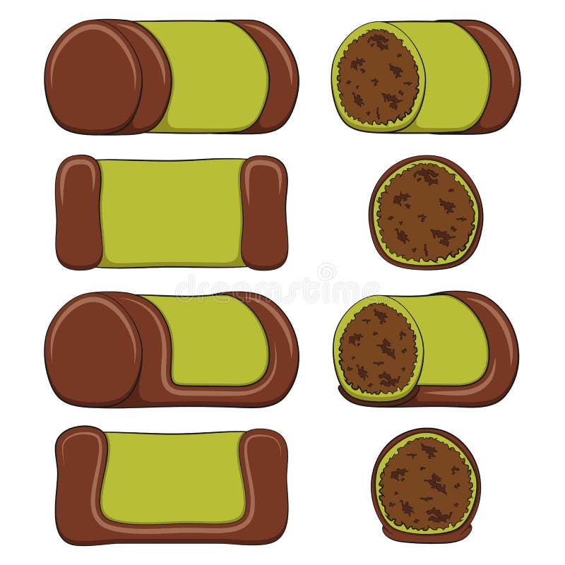 Set de ilustrații colorate cu amortizoare punschrulle verzi. obiecte vectoriale izolate. stock illustration