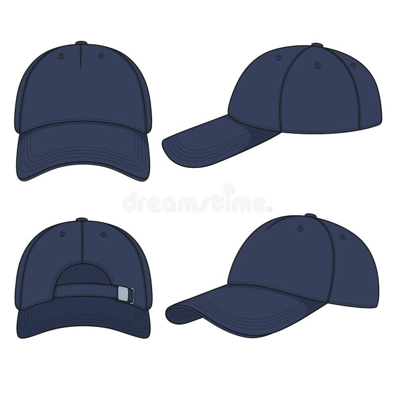 Set de ilustrații colorate cu un capac albastru din denim de baseball. obiecte vectoriale izolate. stock illustration