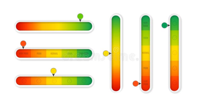 Set de indicatori 3d detaliați realist pentru nivel vertical și orizontal. Vector royalty free illustration