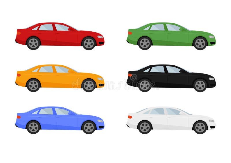 Set de mașini izolate de diferite culori stock illustration