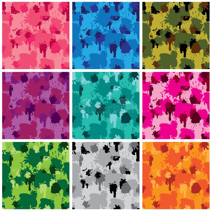 Set de modele de țesături camuflate diferite culori. royalty free illustration