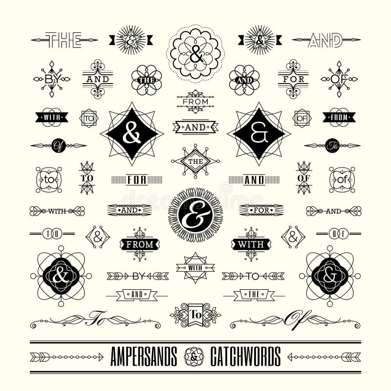 Set de mărci de cuvinte-cheie în formă de linie geometrică formă artă deco cadru retrovizoare vector illustration