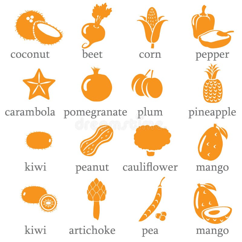 Set de pictograme de fructe și legume royalty free illustration