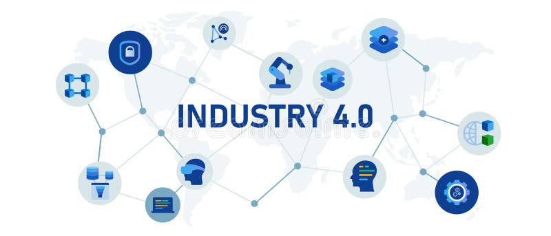 Set de pictograme Industry 40 pentru colecția de viitoare revoluții de afaceri vector illustration